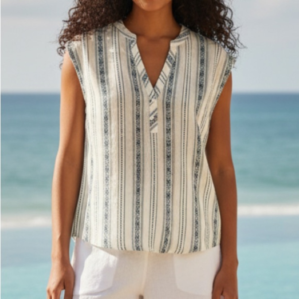 Liverpool Los Angeles Women's Linen Blend Oversized‎ Sleeveless Top, Size S, NWT
